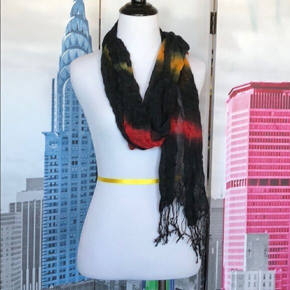 Pretty black / red / yellow scarf - Picture 1 of 6
